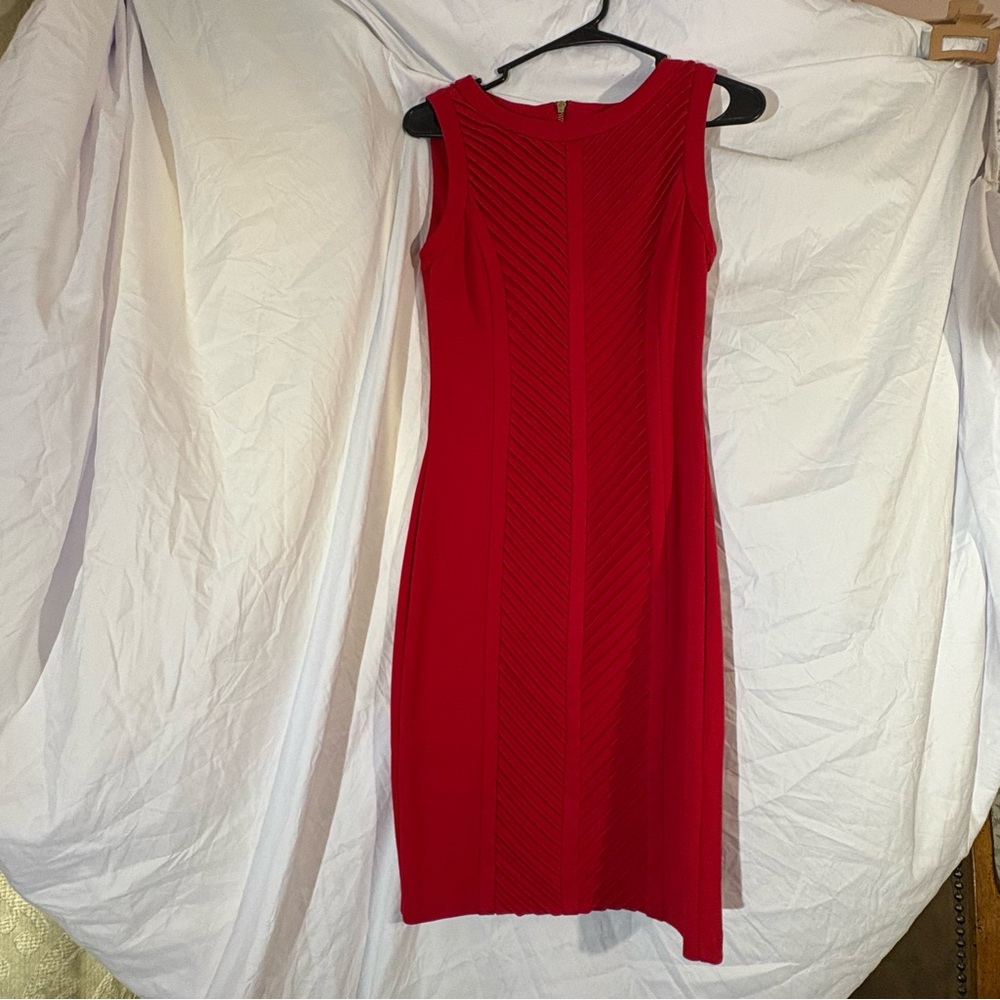 Calvin Klein Red Sheath Midi Dress for Cocktail